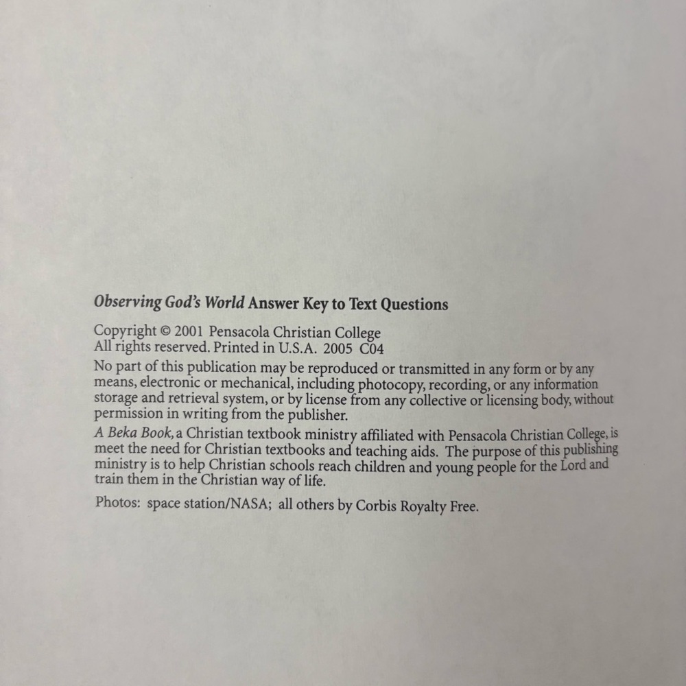 ABEKA 6th Observing God's World Student Text & Answer Key To Text Questions - Picture 8 of 8